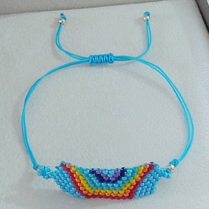 Miyuki Boncuk El Yapımı Bileklik - Ayarlanabilir Makrome Örgü - Turkuaz Renk 