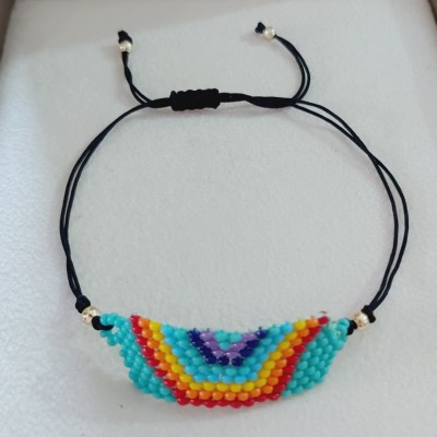 S,iyah Renk - Miyuki Boncuk El Yapımı Bileklik - Ayarlanabilir Makrome Örgü 