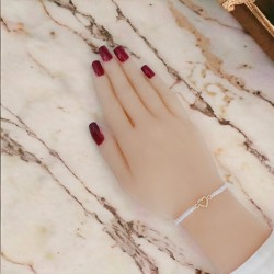 Makrome Bileklik - Taşlı Kalp Figürü ile Şık El Yapımı Bayan Bileklik – Beyaz Renk Makrome Bileklik - Taşlı Kalp Figürü ile Şık El Yapımı Bayan Bileklik – Beyaz Renk