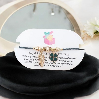 Yonca Detaylı Turkuaz Renk Ayarlanabilir Kordon Bileklik – Kararmaz & Şık Tasarım