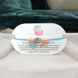 Kalp ve Arı Charmlı Turkuaz Renk Ayarlanabilir Bileklik – Kararmaz & Şık Tasarım