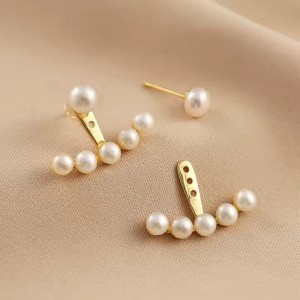 Modern Minimalist İnci Küpe | Antialerjik Gold Renk Çelik Küpe