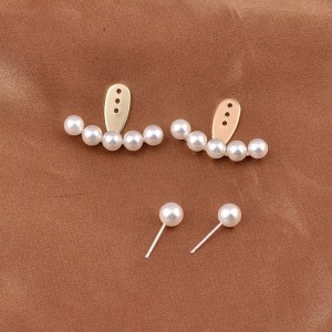 Modern Minimalist İnci Küpe | Antialerjik Gold Renk Çelik Küpe