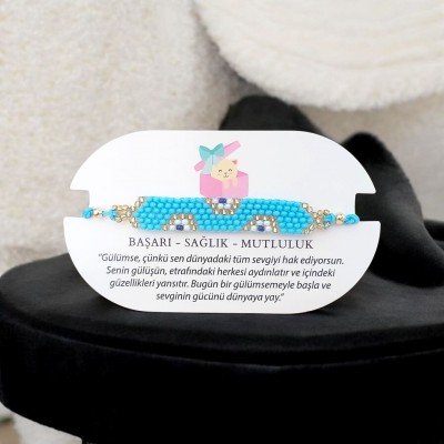 El Yapımı Miyuki Boncuk Nazar Boncuklu Bileklik – Ayarlanabilir Şans Bilekliği -Mavi Renk