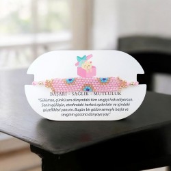 El Yapımı Miyuki Boncuk Nazar Boncuklu Bileklik – Ayarlanabilir Şans Bilekliği - Pembe Renk