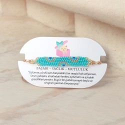 El Yapımı Miyuki Boncuk Nazar Boncuklu Bileklik – Ayarlanabilir Şans Bilekliği - Turkuaz Renk