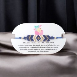 Kilim Deseni Örgü Miyuki Boncuk Bileklik – Ayarlanabilir Makrome Örgü | Lacivert Renk