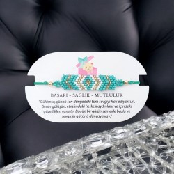 Kilim Deseni Örgü Miyuki Boncuk Bileklik – Ayarlanabilir Makrome Örgü | Yeşil Renk