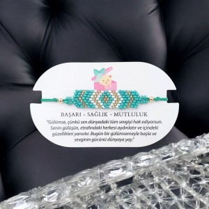 Kilim Deseni Örgü Miyuki Boncuk Bileklik – Ayarlanabilir Makrome Örgü | Yeşil Renk