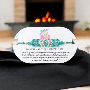 Kilim Deseni Örgü Miyuki Boncuk Bileklik – Ayarlanabilir Makrome Örgü | Yeşil Renk