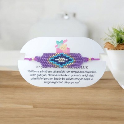 Ayarlanabilir Makrome Örgü - Miyuki Boncuk Bileklik – Şık ve Modern Tasarım | Mor Renk 