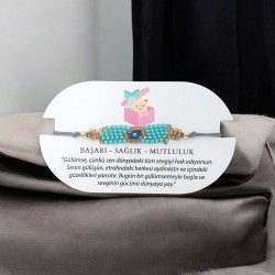 Nazar Boncuklu Miyuki Boncuk Bileklik – Şık ve Modern Tasarım | Turkuaz Renk 
