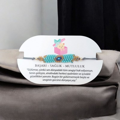 Nazar Boncuklu Miyuki Boncuk Bileklik – Şık ve Modern Tasarım | Turkuaz Renk 