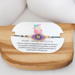 Miyuki Boncuk Nazarlı Tasarım Bileklik – Şık ve Modern Tasarım | Mor Renk 