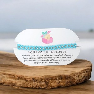 El Yapımı Papatya Desenli Mavi Renkli Miyuki Boncuk Bileklik – Anlamlı & Şık Aksesuar