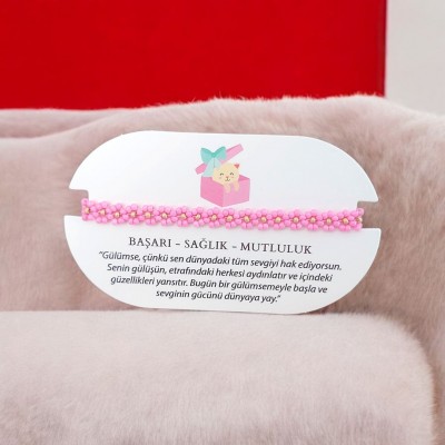El Yapımı Papatya Desenli Pembe Miyuki Boncuk Bileklik – Anlamlı & Şık Aksesuar