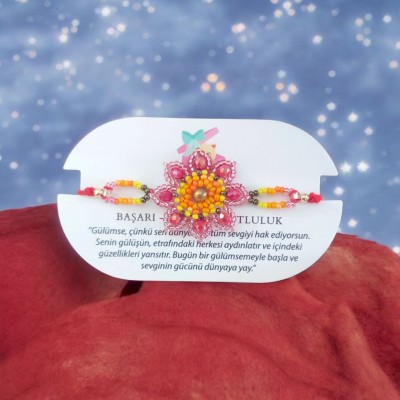 El Yapımı Renkli Çiçek Boncuk Bileklik – Şık & Anlamlı Tasarım | Kırmızı Renk 