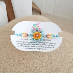 El Yapımı Renkli Çiçek Boncuk Bileklik – Şık & Anlamlı Tasarım | Mavi Renk 