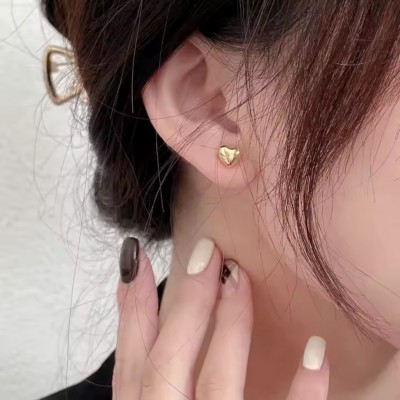 Kalp Model Minimalist Küpe | Paslanmaz Çelik, Altın Kaplama, Antialerjik