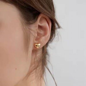 Kalp Model Minimalist Küpe | Paslanmaz Çelik, Altın Kaplama, Antialerjik
