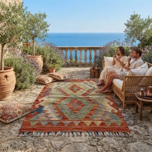 Sevimli Dostlarımız İçin Katıksız Doğallık: Kök Boya %100 Yün El Dokuma Kilim (91 x 61 cm)