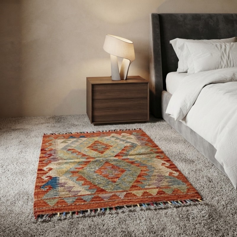 Sevimli Dostlarımız İçin Katıksız Doğallık: Kök Boya %100 Yün El Dokuma Kilim (91 x 61 cm)