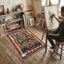 Yaratıcı Alanlarınıza İlham Katan Dokunuş: Kök Boya %100 Yün El Dokuma Kilim (86 x 60 cm)