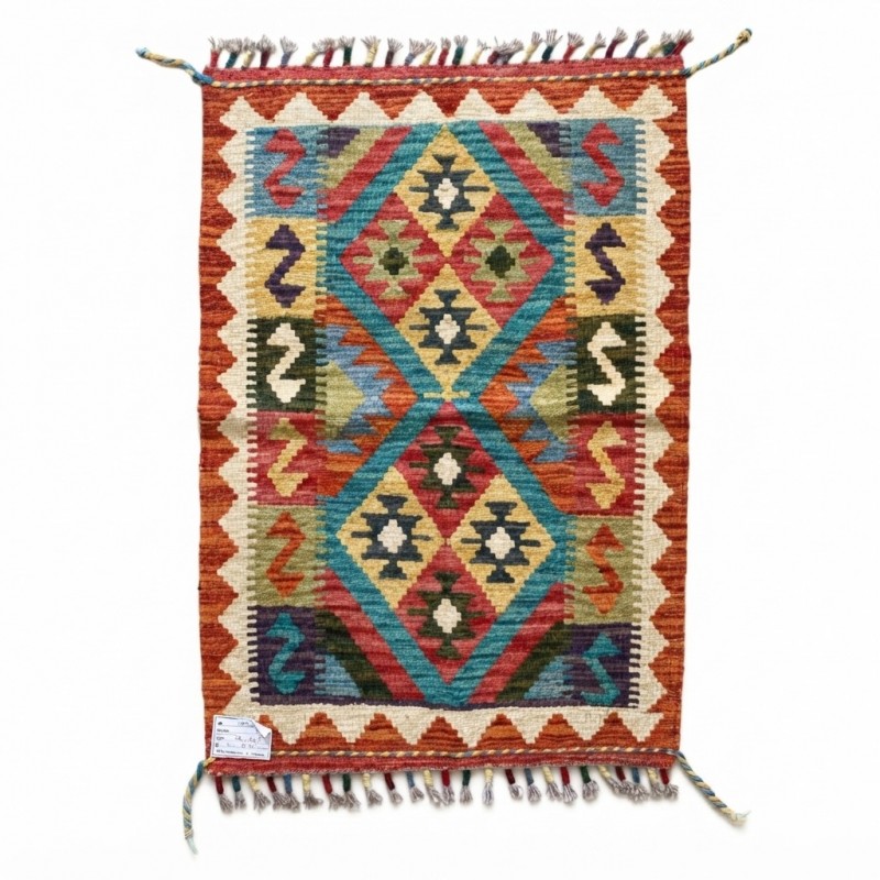 Yaratıcı Alanlarınıza İlham Katan Dokunuş: Kök Boya %100 Yün El Dokuma Kilim (86 x 60 cm)