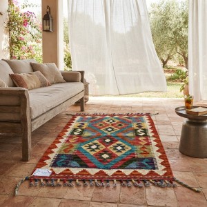 Yaratıcı Alanlarınıza İlham Katan Dokunuş: Kök Boya %100 Yün El Dokuma Kilim (86 x 60 cm)