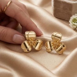 Çiçek Model Gold Çelik Küpe - Kararmaz Tasarım Küpe