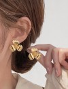 Çiçek Model Gold Çelik Küpe - Kararmaz Tasarım Küpe