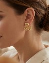 Çiçek Model Gold Çelik Küpe - Kararmaz Tasarım Küpe