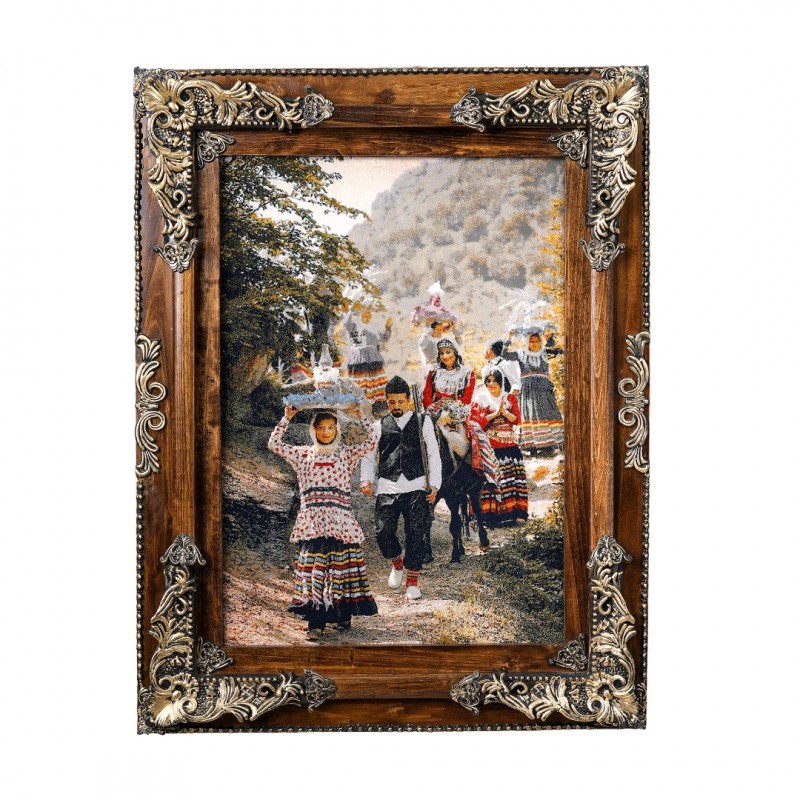 Ahşap Çerçeve Dokuma Halı Duvar Tablosu 70 x 90 x 5cm  