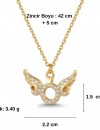 Melek Kanadı Tektaş Kolye - Zirkon Taşlı Gold Kaplama Kolye