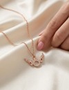 Melek Kanadı Tektaş Kolye - Zirkon Taşlı Rose Kaplama Kolye