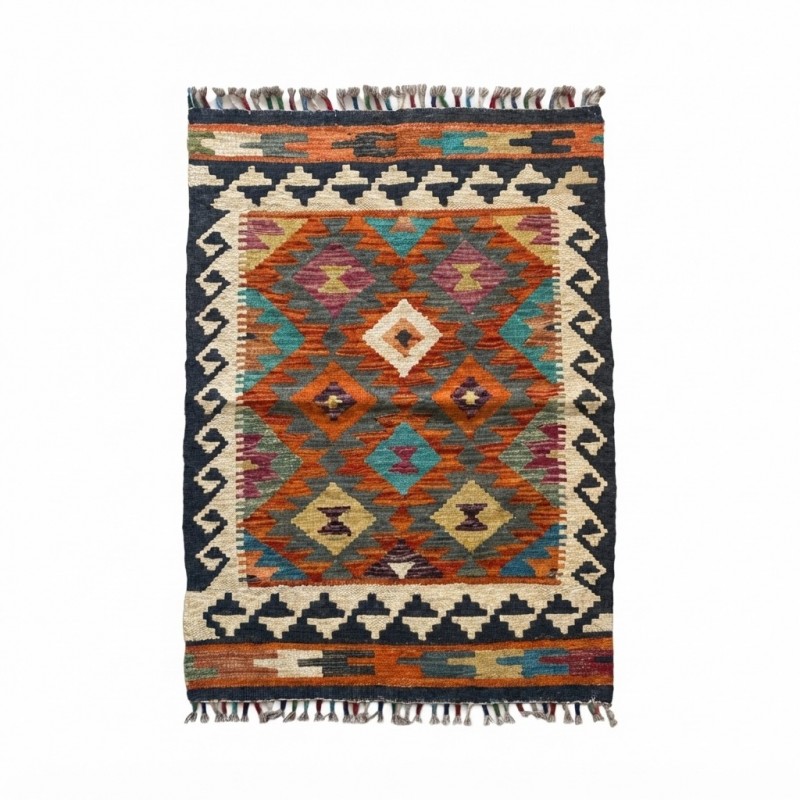 Masalsı Dinlenme Alanlarına Etnik Dokunuş: Kök Boya %100 Yün El Dokuma Kilim (92 x 60 cm)