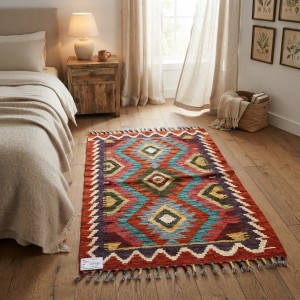 Yolculuk ve Keşif Ruhunu Evinize Taşıyın: Kök Boya %100 Yün El Dokuma Kilim (89 x 63 cm)