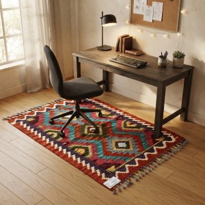 Yolculuk ve Keşif Ruhunu Evinize Taşıyın: Kök Boya %100 Yün El Dokuma Kilim (89 x 63 cm)