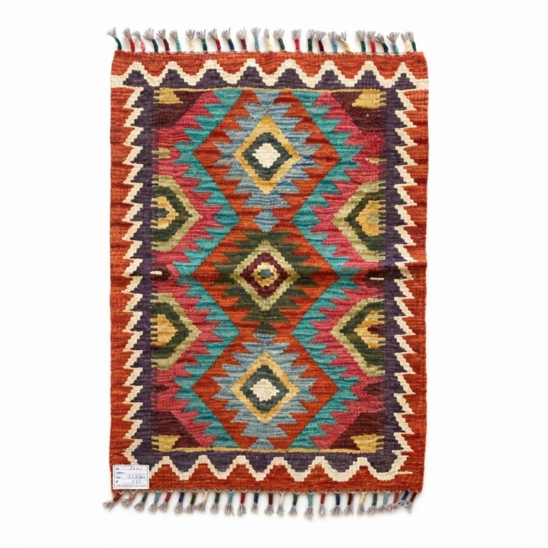 Yolculuk ve Keşif Ruhunu Evinize Taşıyın: Kök Boya %100 Yün El Dokuma Kilim (89 x 63 cm)