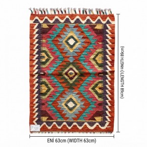 Yolculuk ve Keşif Ruhunu Evinize Taşıyın: Kök Boya %100 Yün El Dokuma Kilim (89 x 63 cm)