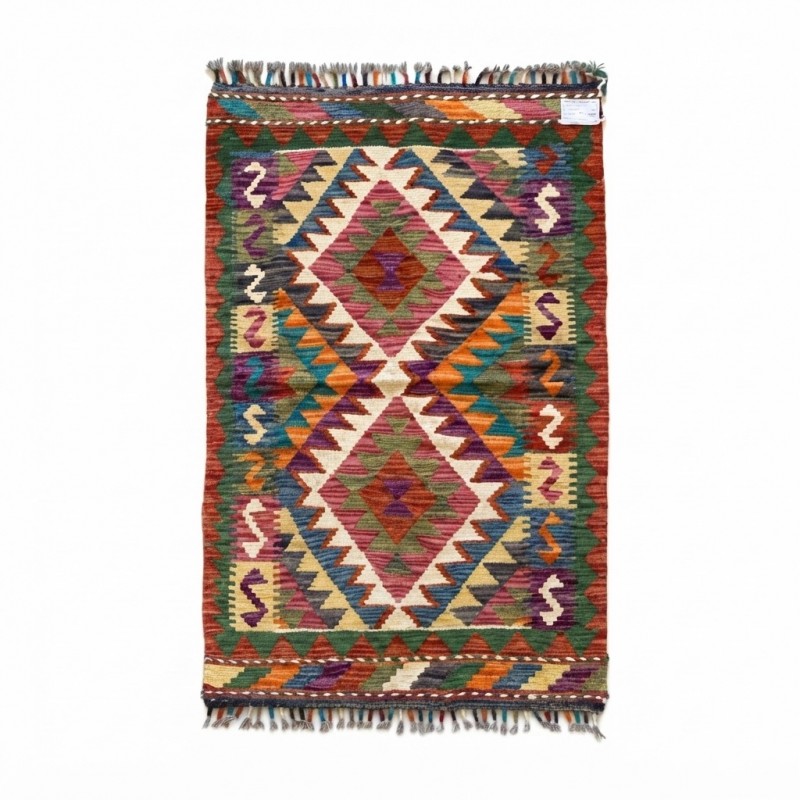 Evinize Sıcak Bir Karşılama: Kök Boya %100 Yün El Dokuma Otantik Kilim (122 x 75 cm)