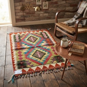 Açık Hava Keyfinize Doğal Esinti: Kök Boya %100 Yün El Dokuma Kilim (87 x 60 cm)