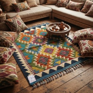 Sabahlarınıza Doğal Sıcaklık Katan Dokunuş: Kök Boya %100 Yün El Dokuma Kilim (84 x 65 cm)
