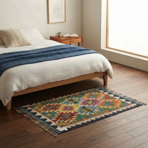 Sabahlarınıza Doğal Sıcaklık Katan Dokunuş: Kök Boya %100 Yün El Dokuma Kilim (84 x 65 cm)