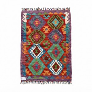 Bohemian Ruhun Şık Yansıması: Kök Boya %100 Yün El Dokuma Otantik Kilim (124 x 81 cm)