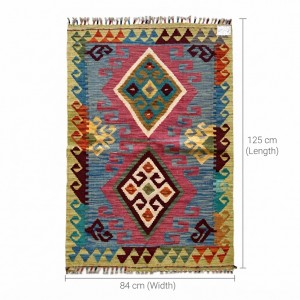 Nostaljik Kış Keyfinin Eşlikçisi: Kök Boya %100 Yün El Dokuma Otantik Kilim (125 x 84 cm)