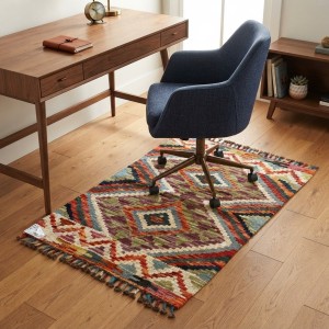 Doğal Yaşam Alanlarına Otantik Denge: Kök Boya %100 Yün El Dokuma Kilim (81 x 60 cm)