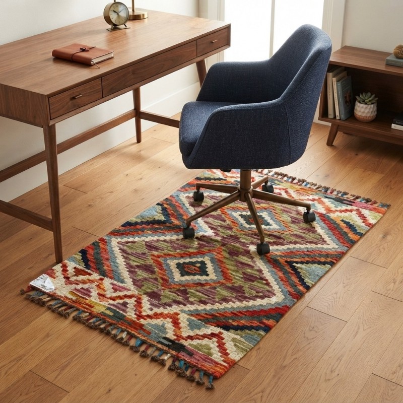 Doğal Yaşam Alanlarına Otantik Denge: Kök Boya %100 Yün El Dokuma Kilim (81 x 60 cm)