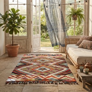 Doğal Yaşam Alanlarına Otantik Denge: Kök Boya %100 Yün El Dokuma Kilim (81 x 60 cm)