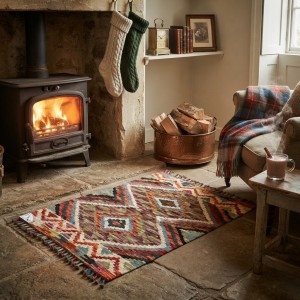 Doğal Yaşam Alanlarına Otantik Denge: Kök Boya %100 Yün El Dokuma Kilim (81 x 60 cm)